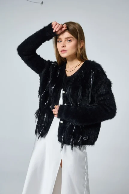 comprar cardigan suave con plumas para eventos de noche